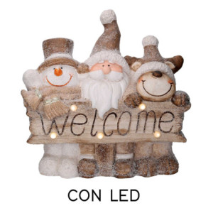 Babbo Natale resina con LED beige 42x18x40 cm - Decorazione luminosa