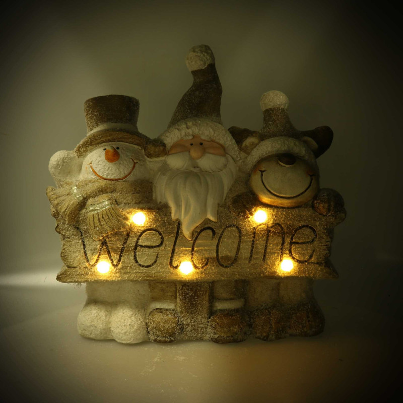 Babbo Natale resina con LED beige 42x18x40 cm - Decorazione luminosa