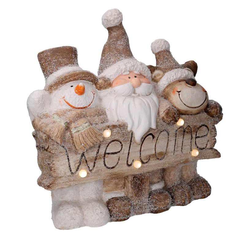 Babbo Natale resina con LED beige 42x18x40 cm - Decorazione luminosa