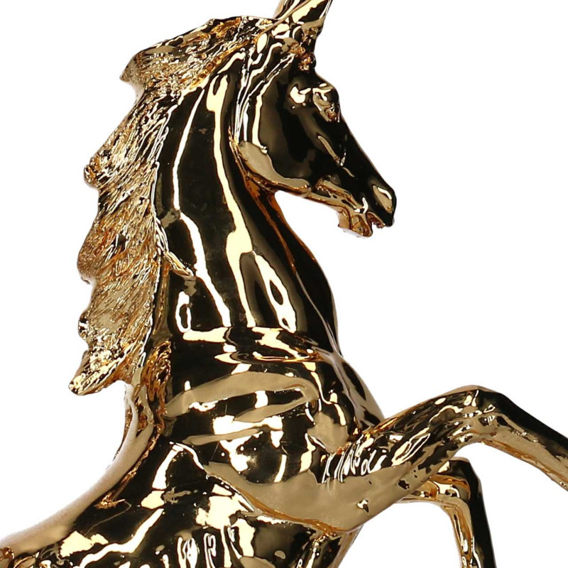 Cavallo resina oro 26x9x35 cm - Decorazione elegante e natalizia