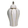 Vaso ceramica con coperchio oro bianco Ø21x41,5 cm - Design elegante