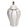 Vaso ceramica con coperchio oro bianco Ø21x41,5 cm - Design elegante
