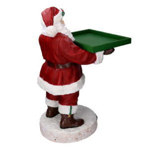 Zoom Babbo natale resina con vassoio verde rosso cm 38x38h64