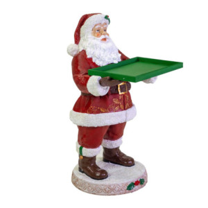 Babbo Natale resina con vassoio rosso 53x48x93 cm - Decorazione