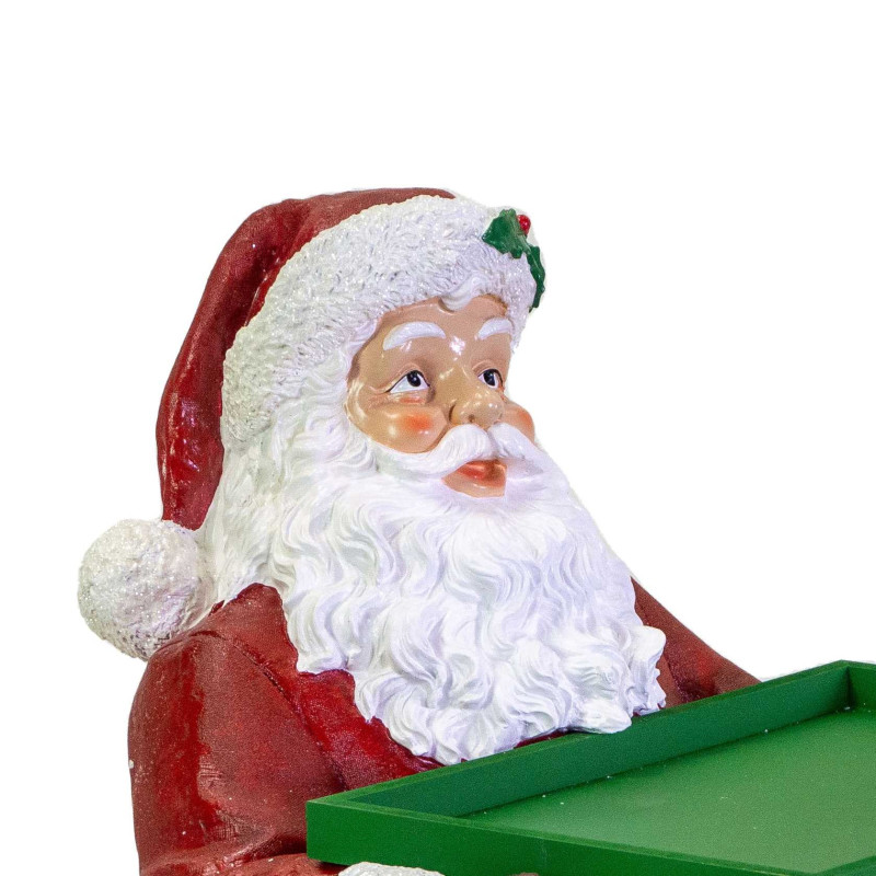 Babbo Natale resina con vassoio rosso 53x48x93 cm - Decorazione