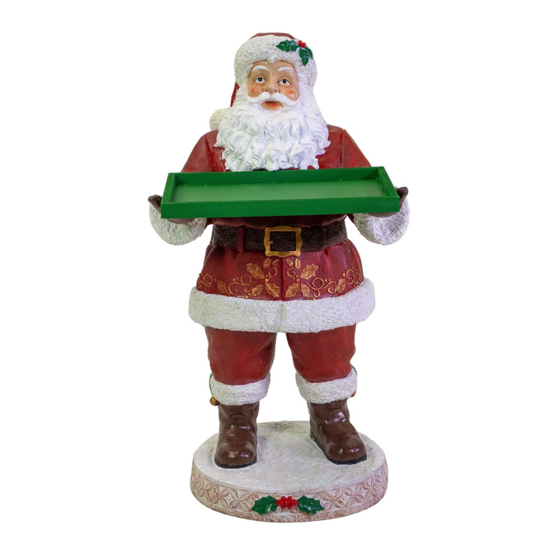 Babbo Natale resina con vassoio rosso 53x48x93 cm - Decorazione