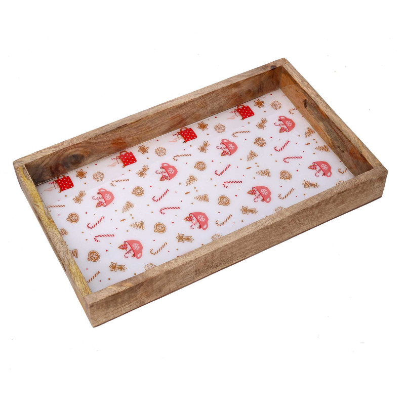 Vassoio legno rosso rettangolare 46x31x6 cm - Accessorio cucina
