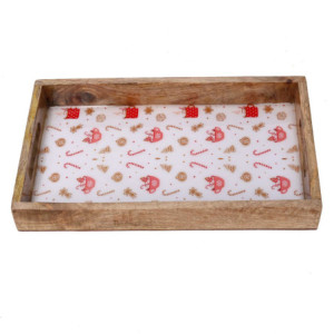 Zoom Vassoio legno rosso rettangolare cm 46x31x6