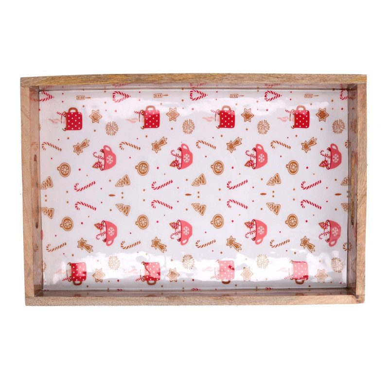 Vassoio legno rosso rettangolare 46x31x6 cm - Accessorio cucina