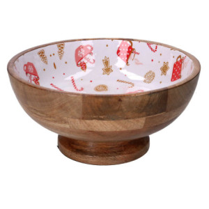 Ciotola legno decorativa rossa tonda Ø30x14 cm - Complemento casa