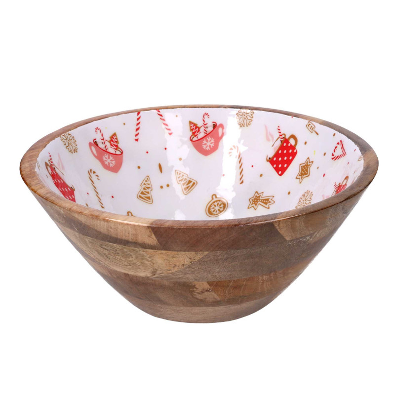 Ciotola legno decorativa rossa tonda Ø30x12 cm - Complemento casa