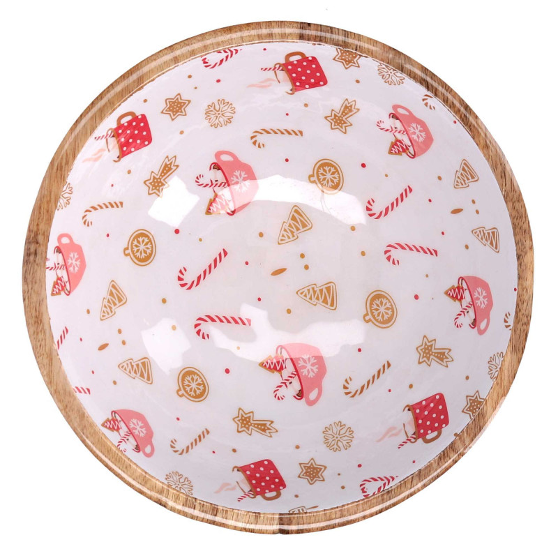 Ciotola legno decorativa rossa tonda Ø30x12 cm - Complemento casa