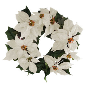 Coroncina tessuto stella di Natale bianco Ø63,5x16,5 cm