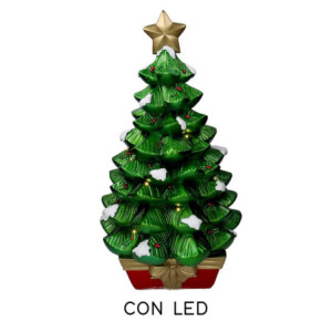Albero resina innevato verde con LED 36x36x67 cm - Decorazione Natale