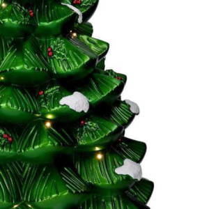 Zoom Albero resina innevato verde con led cm 36x36h67