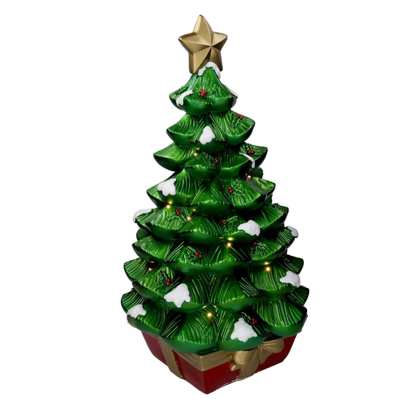 Albero resina innevato verde con LED 36x36x67 cm - Decorazione Natale
