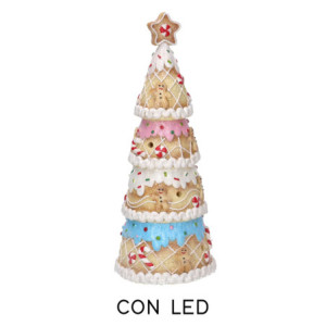 Albero resina candy rosa con LED 11x11x27,5 cm - Decorazione Natale
