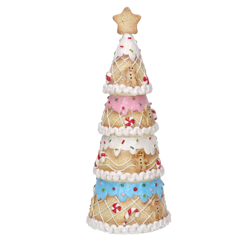 Albero resina candy rosa con LED 11x11x27,5 cm - Decorazione Natale