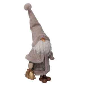 Zoom Babbo natale tessuto con sacco grigio cm 36x19h62