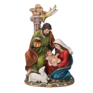 Natività resina con colonna 15x11x23 cm - Decorazione Natale