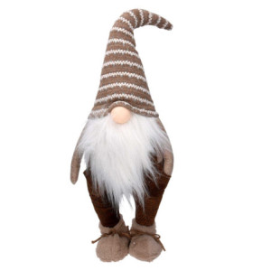 Gnomo tessuto beige 25x20x72 cm - Decorazione natalizia casa