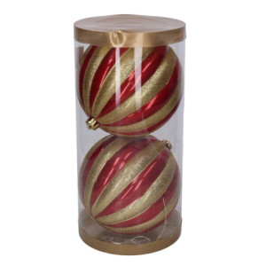 Zoom Sfera plastica confezioni 2pz rosso e oro cm ø20
