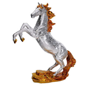 Cavallo resina argento e oro 24x30 cm - Decorazione casa
