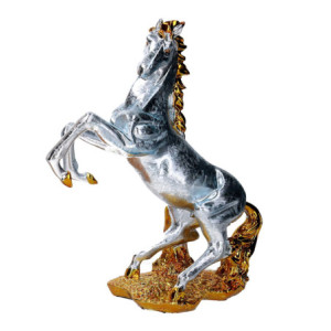 Cavallo resina argento e oro 30x38 cm - Decorazione casa