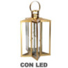Lanterna LED metallo stella oro 27,5x27,5h42-48 cm elegante
