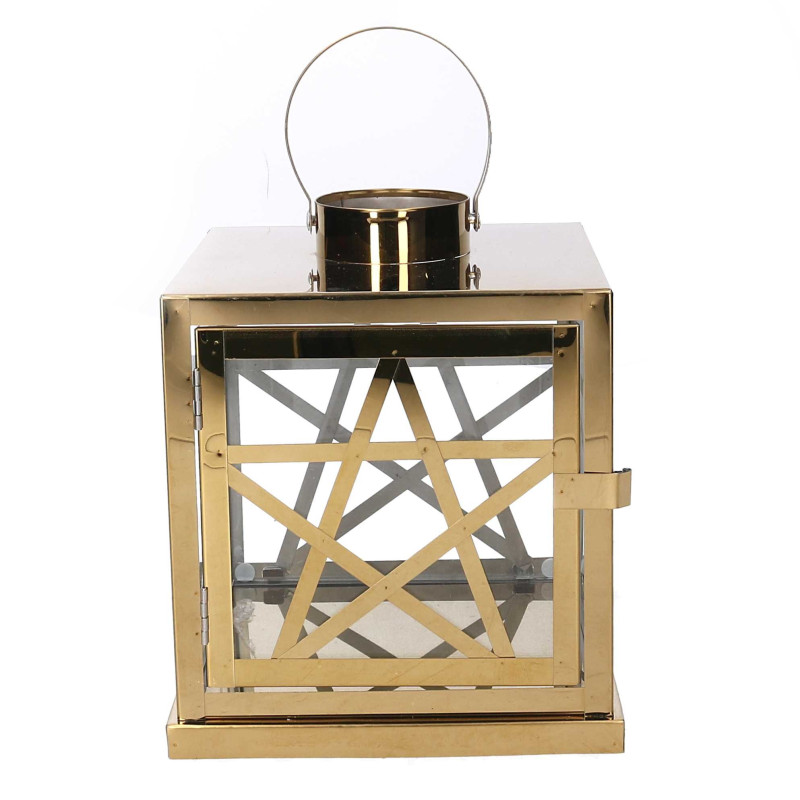 Lanterna metallo oro quadra 26x26x30/40 cm: luce e design