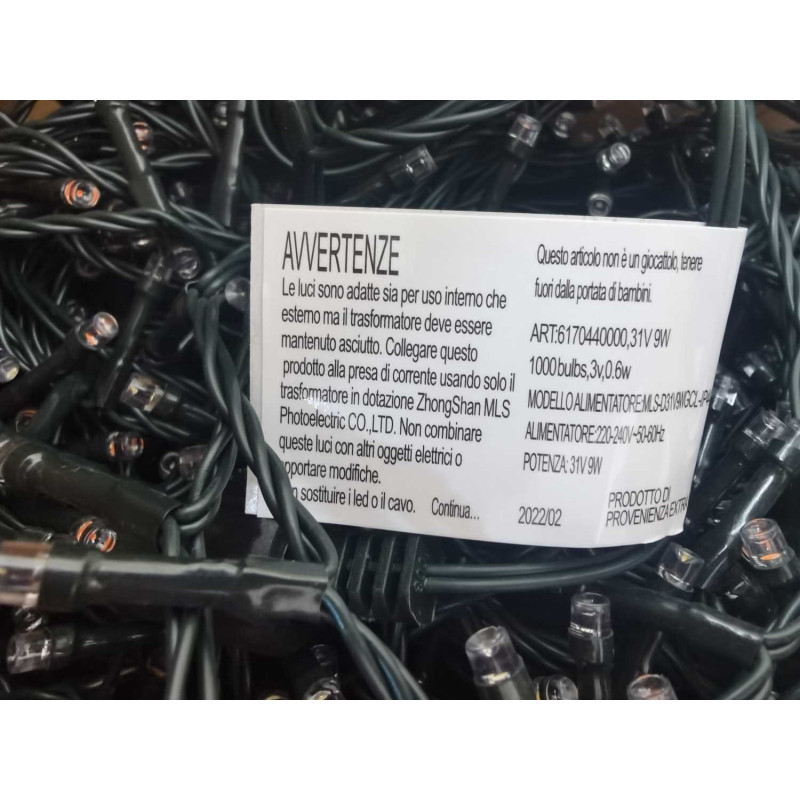 Luce filo 1000 LED multicolor 53m con controller decorazione luminosa
