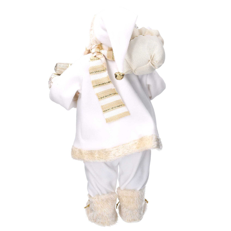Babbo Natale tessuto bianco e oro H80 cm decorazione casa