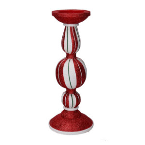 Zoom Portacandele resina bianco e rosso cm ø15h38