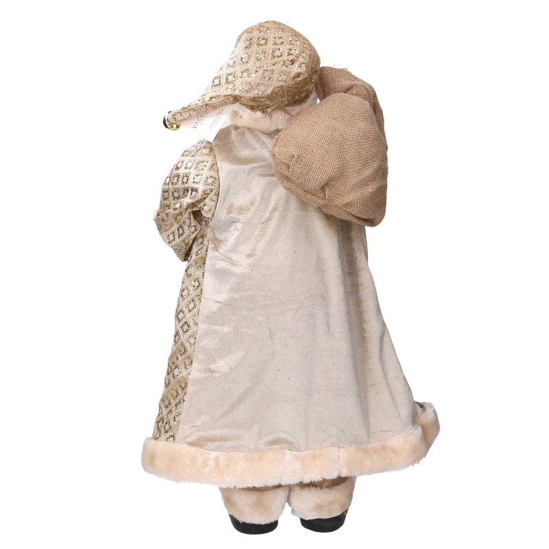 Babbo Natale tessuto bianco oro 27x10h60 cm decorazione elegante