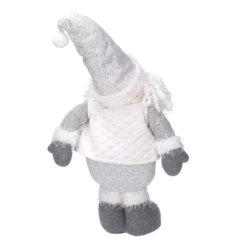 Babbo Natale tessuto bianco grigio 25x9h38 cm decorazione elegante
