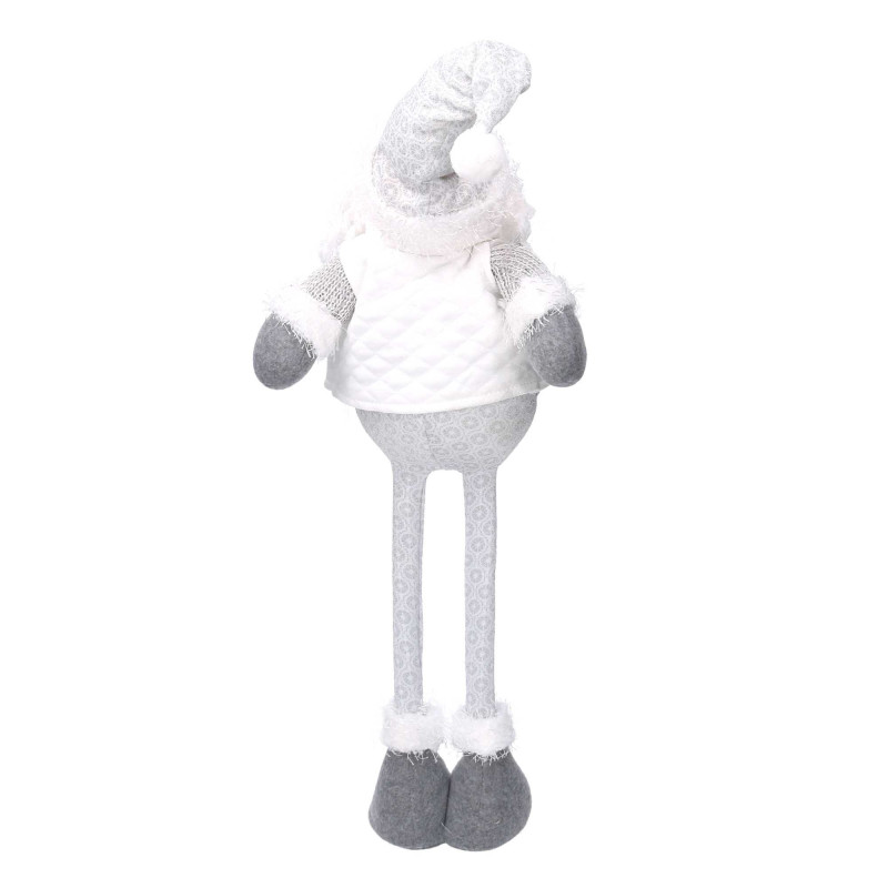 Babbo Natale tessuto bianco grigio gambe telescopiche 13x9h33/56 cm