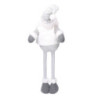 Babbo Natale tessuto bianco grigio gambe telescopiche 13x9h33/56 cm