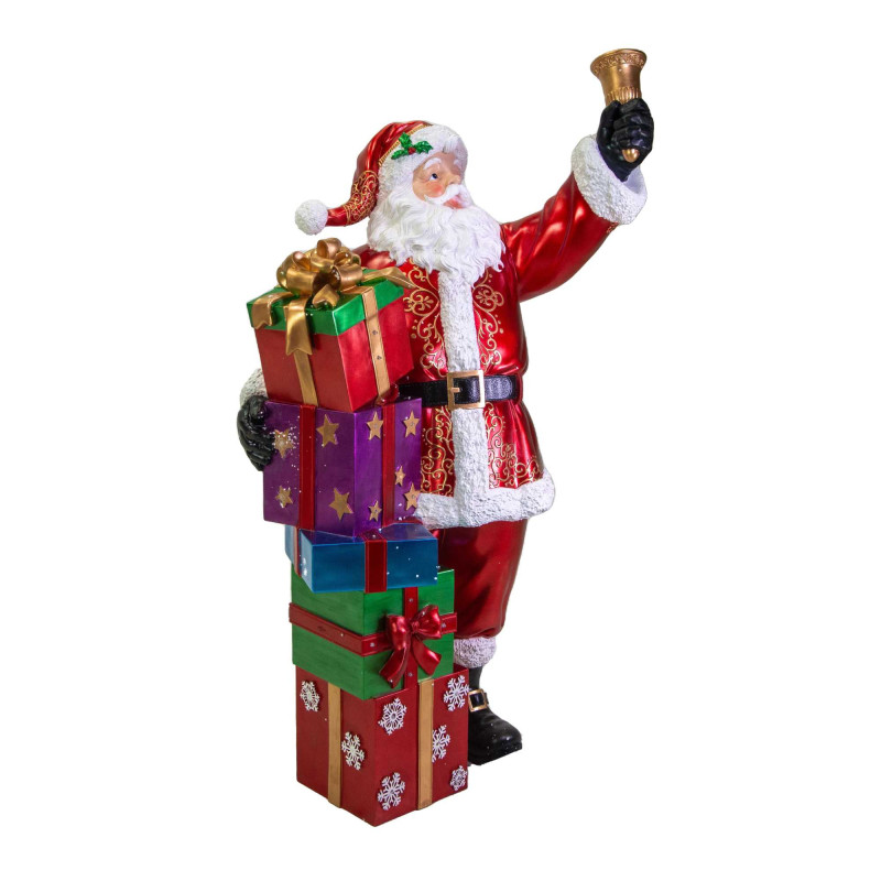 Babbo Natale resina con regali e LED rosso 90x60x152 cm