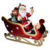 Babbo Natale resina su slitta metallo rosso LED 64x26x60 cm