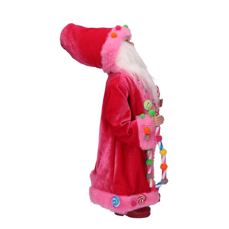 Babbo Natale tessuto caramelle rosa 23x13x45 cm - Decorazione