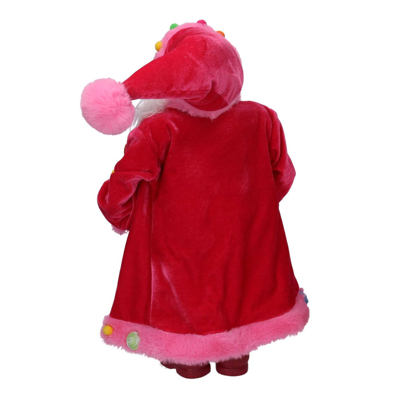Babbo Natale tessuto caramelle rosa 23x13x45 cm - Decorazione