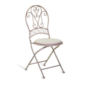 Zoom Sedia metallo ragusa avorio con cuscino cm 40x48h94