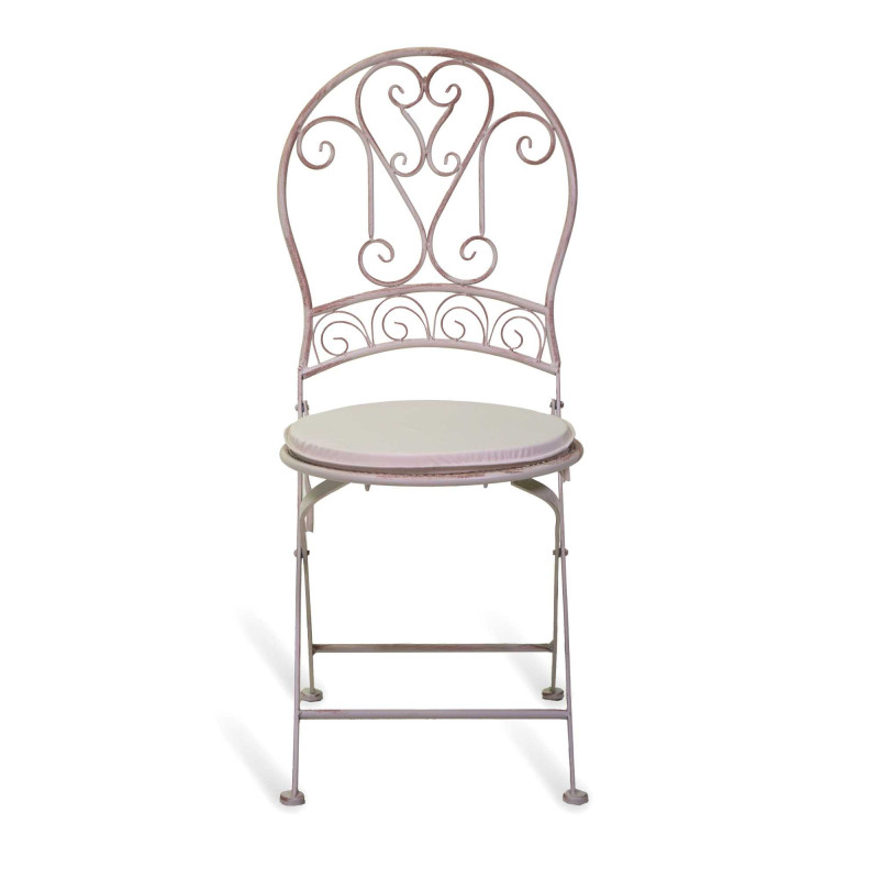 Sedia metallo Ragusa avorio con cuscino 40x48x94 cm esterno