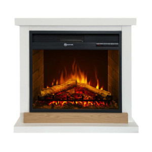 Camino elettrico Stoccolma in legno bianco 75x28x70h compatto