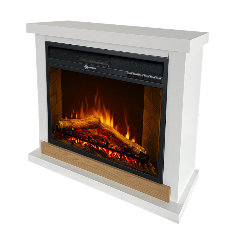 Camino elettrico Stoccolma in legno bianco 75x28x70h compatto