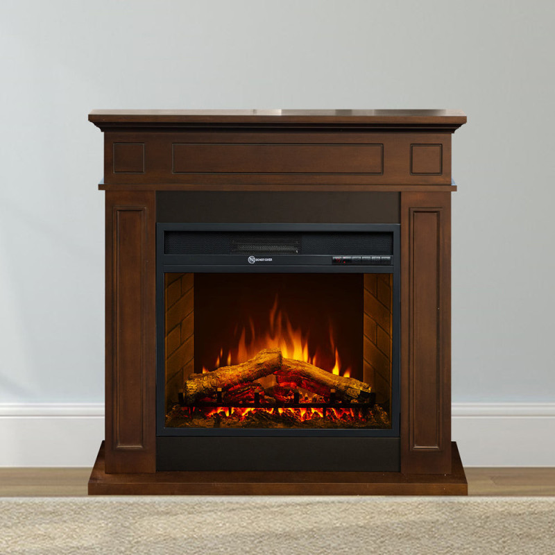 Camino elettrico Jefferson in legno noce 89,5x28x90,5h elegante