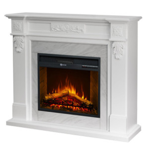 Camino elettrico Truman bianco effetto marmo 121x38x108h elegante