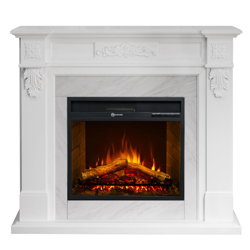 Camino elettrico Truman bianco effetto marmo 121x38x108h elegante