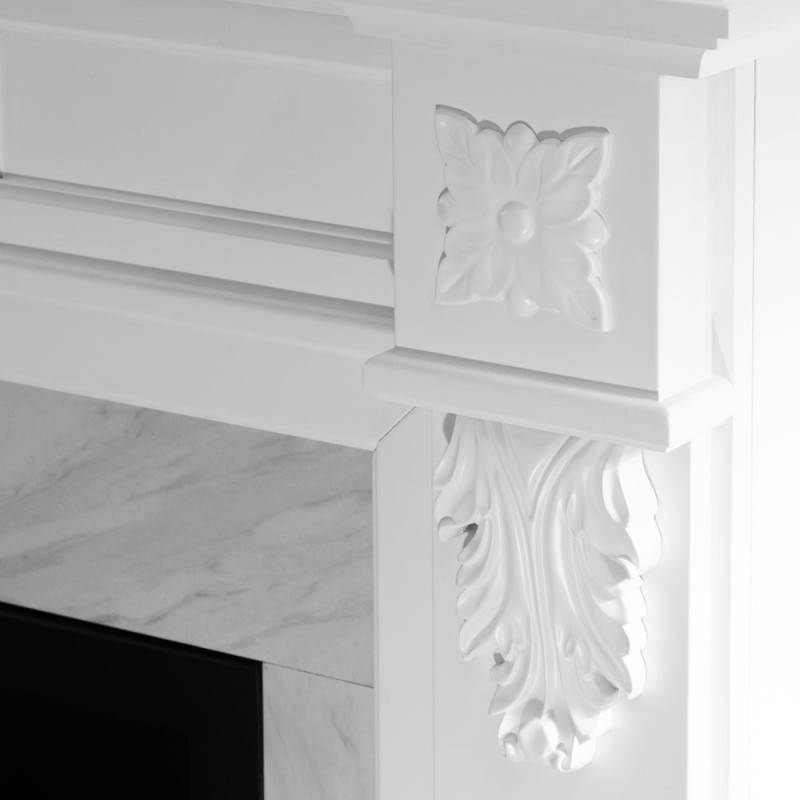 Camino elettrico Truman bianco effetto marmo 121x38x108h elegante