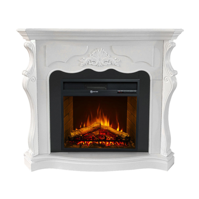 Camino elettrico Parigi in legno bianco 123x39x100h elegante